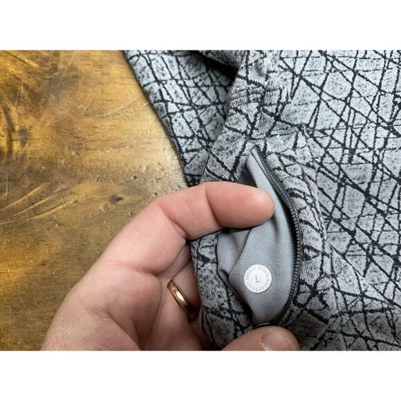 Lululemon Men's Large Grey Crackle Print Long Sleeve Surge Warm Crew Pullover - Picture 6 of 12